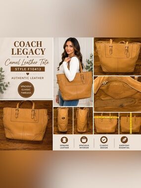 Coach Leatherware Legacy Camel Leather Tote Bag F10413 Large Shoulder Purse